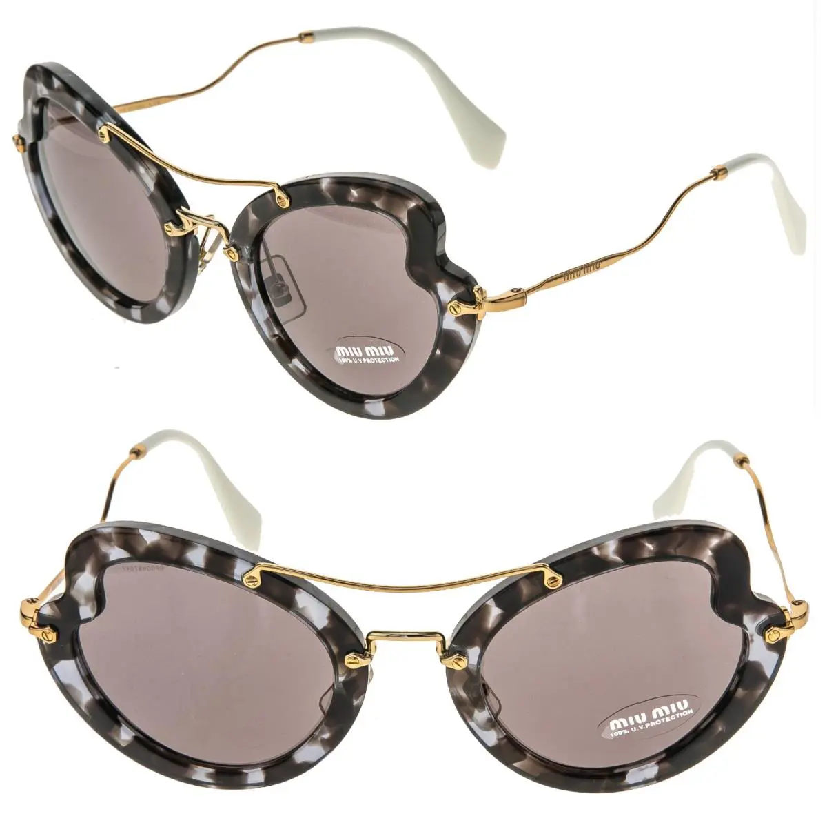 Miu Miu Scenique Butterfly 11R Havana Purple Gold Designer Sunglasses MU11RS