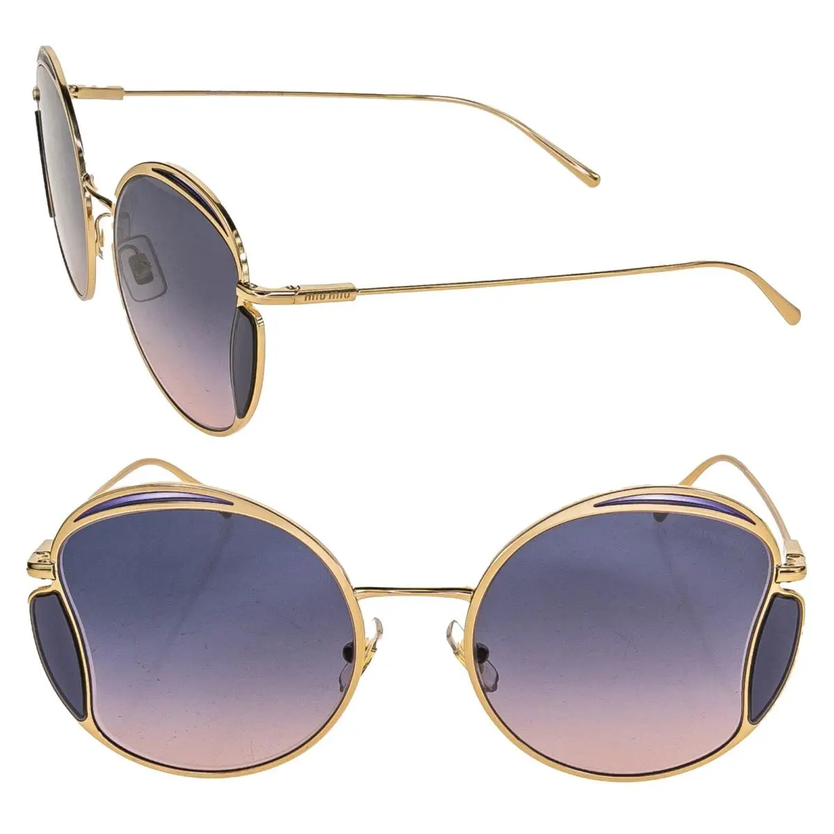 Core MU56XS Gold Pink Blue Round Metal Fashion Wavy Design Sunglass 56X by Miu Miu