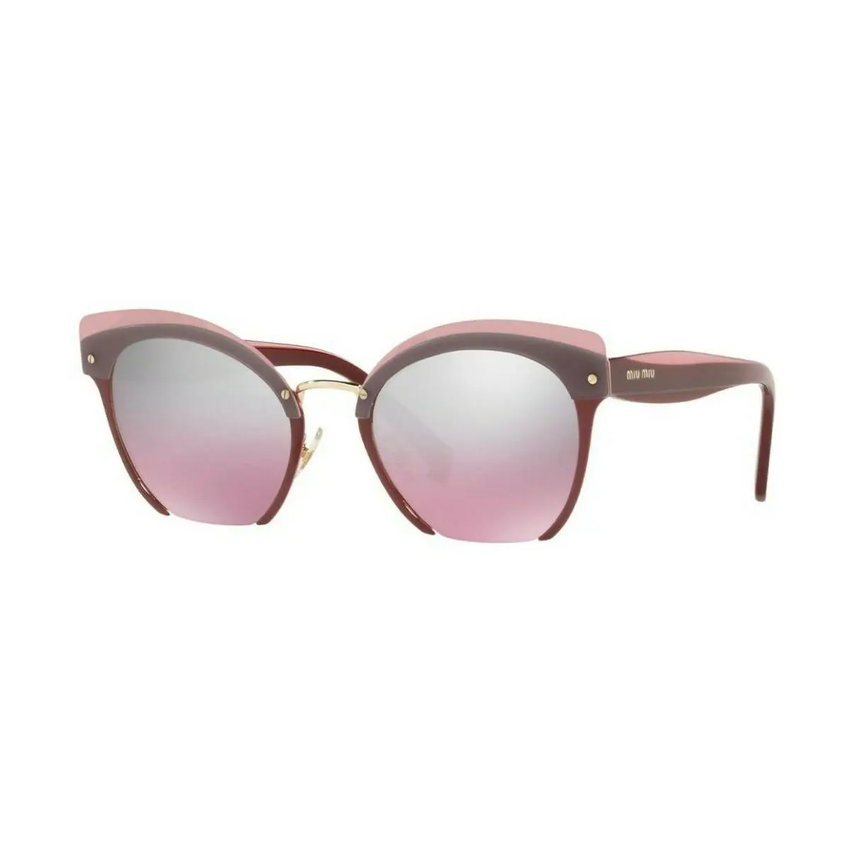 Rasoir Reveal 53T Layers Garnet Pink Silver Cat Eye Sunglasses MU53TS by Miu Miu