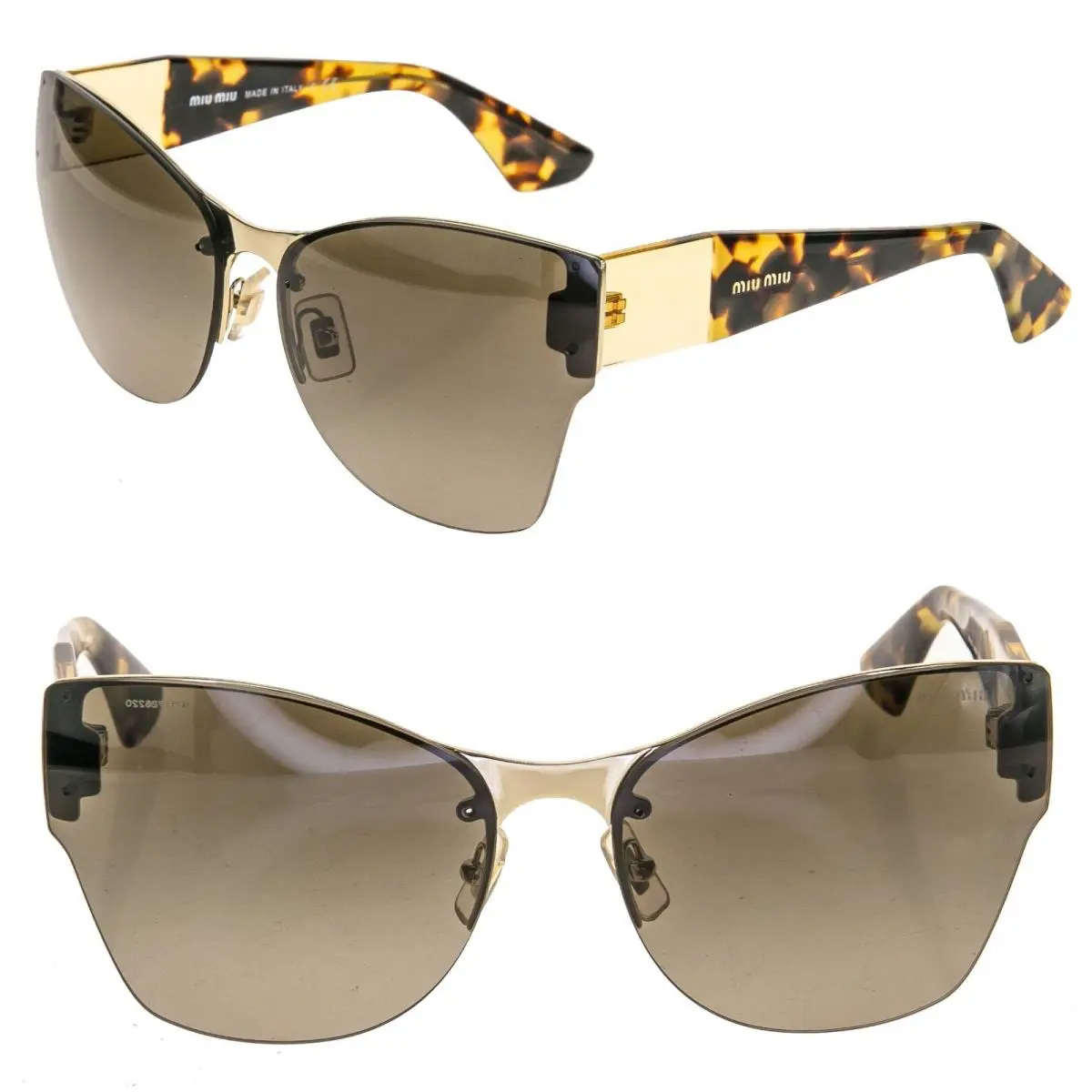 Miu Miu 52P Eclat MU52PS Brown Havana Yellow Rimless Sunglasses