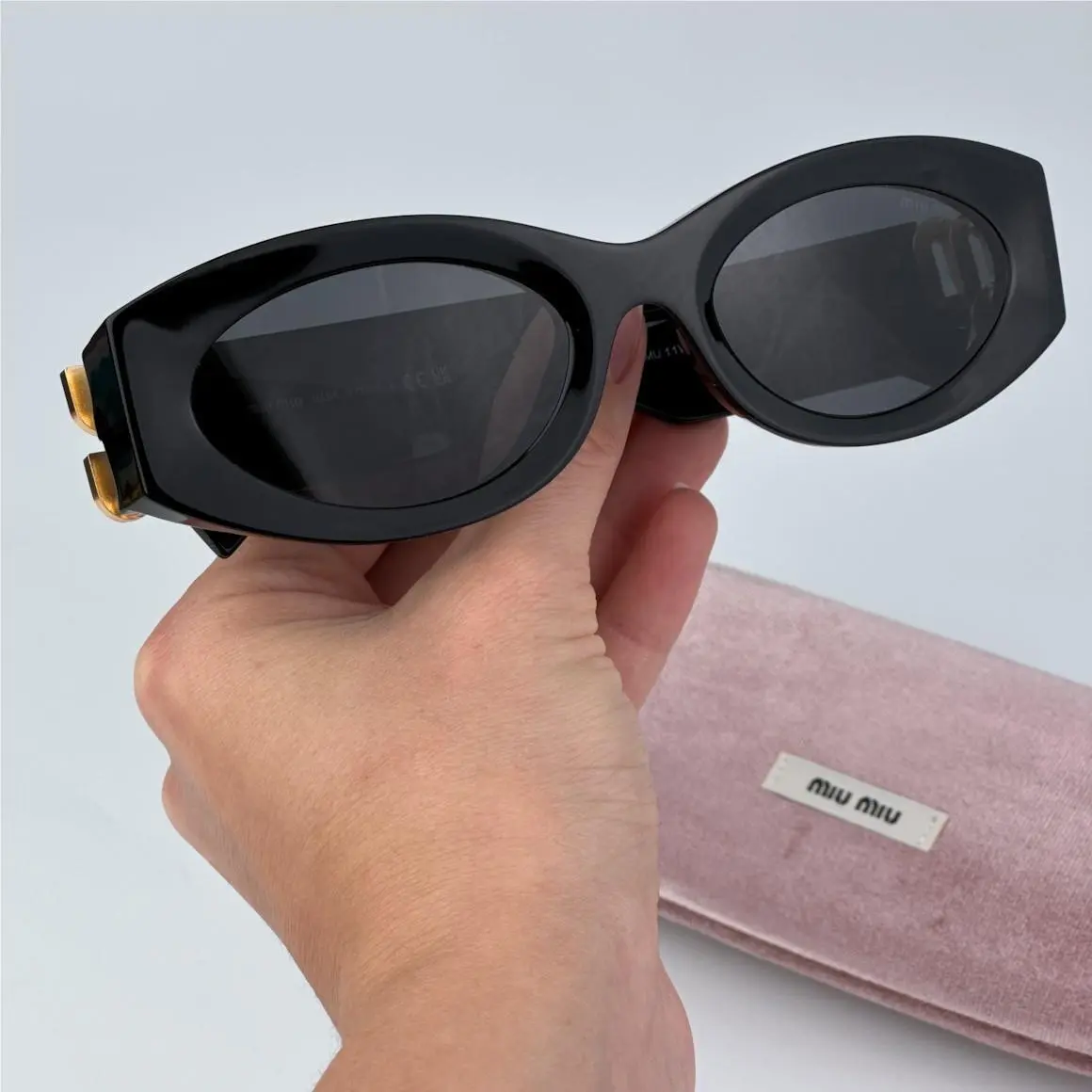 Women Sunglasses Black Grey Oval MU11WS Glimpse 1AB5S0 by Miu Miu