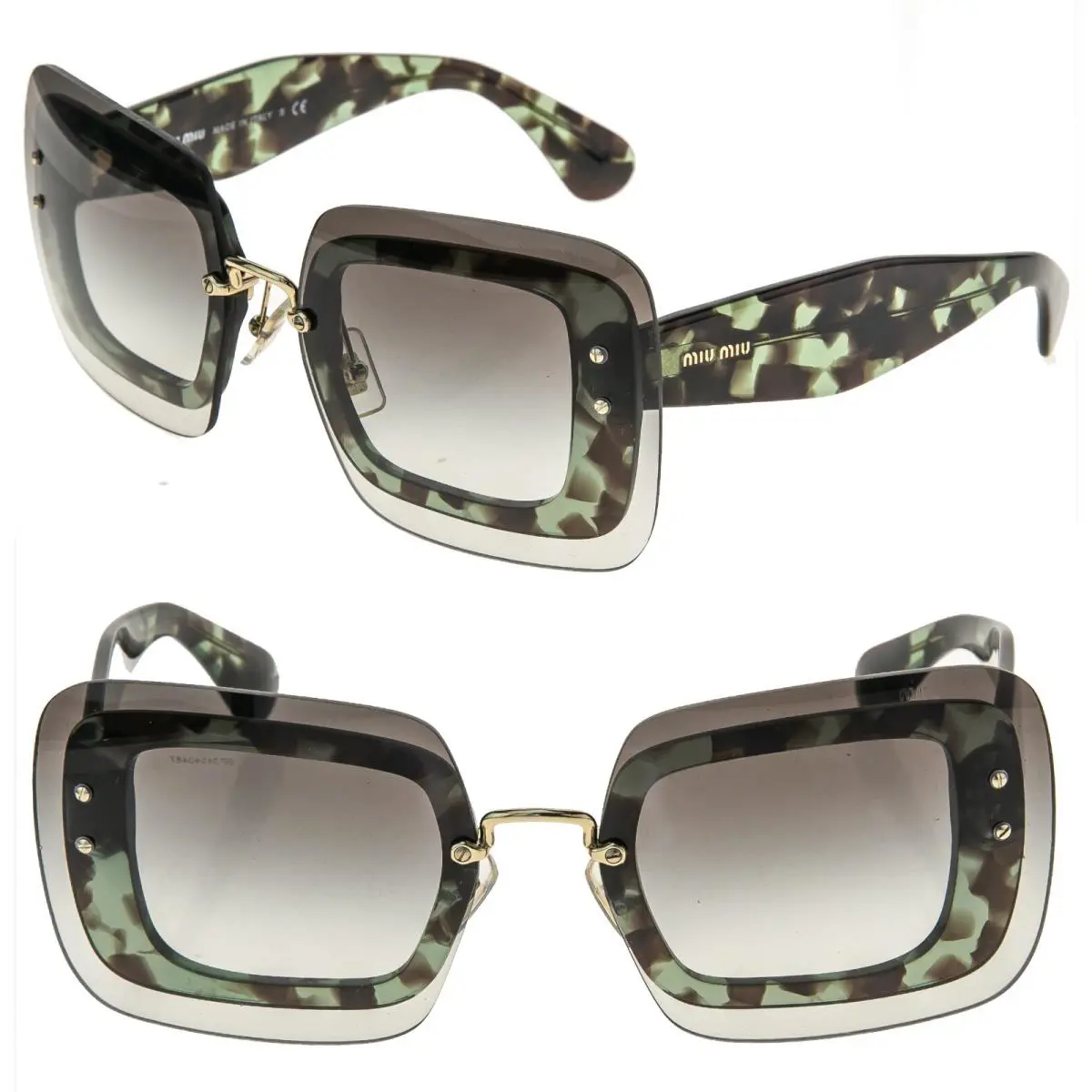 Miu Miu Reveal MU02RS Transparent Green Brown Havana Sunglasses 02R