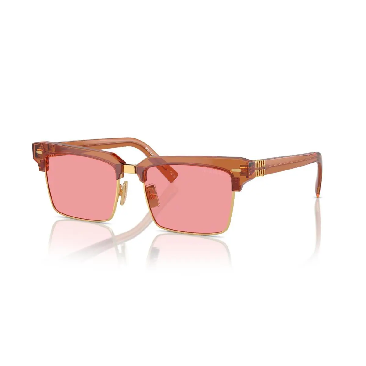 Miu Miu Smu 10ZS Caramel Transparent/rose 15T-1D0 Sunglasses - Frame: Caramel Transparent, Lens: Rose