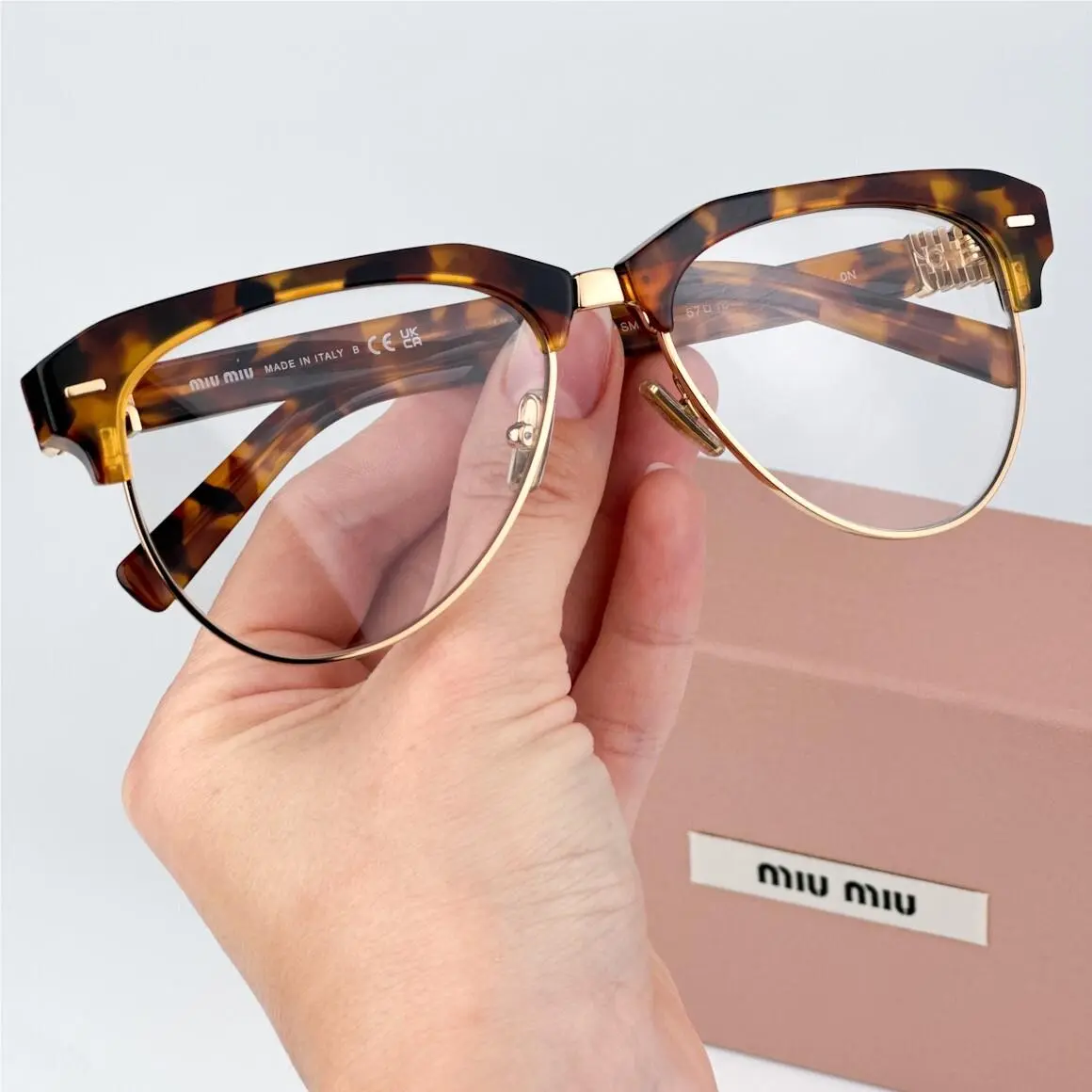 Miu Miu Women Eyeglasses Trotoise Blue Light Browline MU09ZS 19P08N