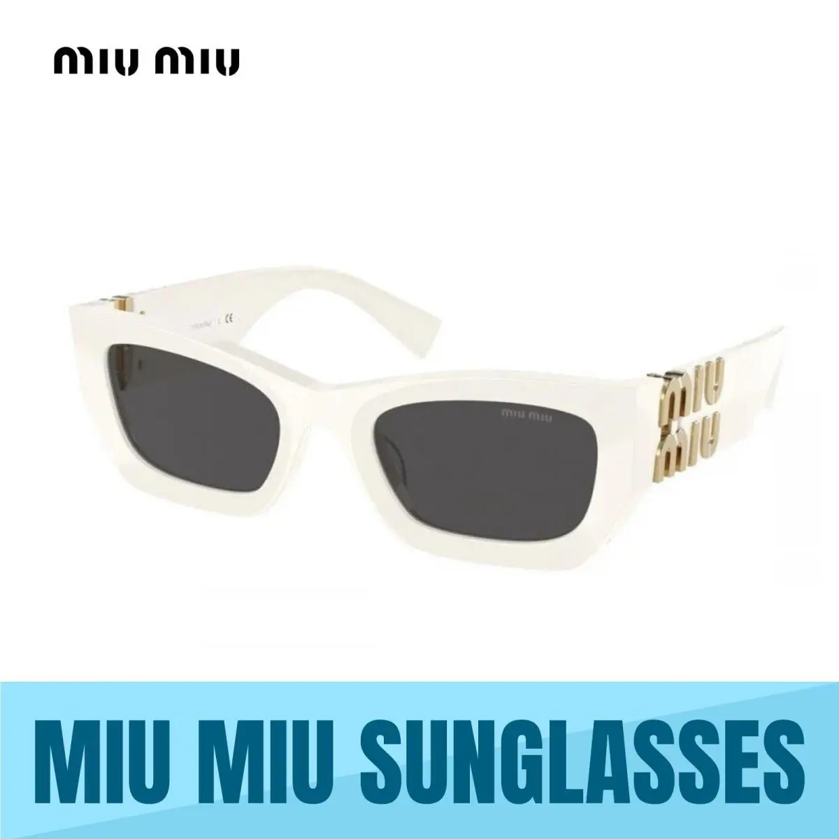 Miu Miu MU09WS -1425S0 White Frame-dark Grey Lens Sunglasses 53MM
