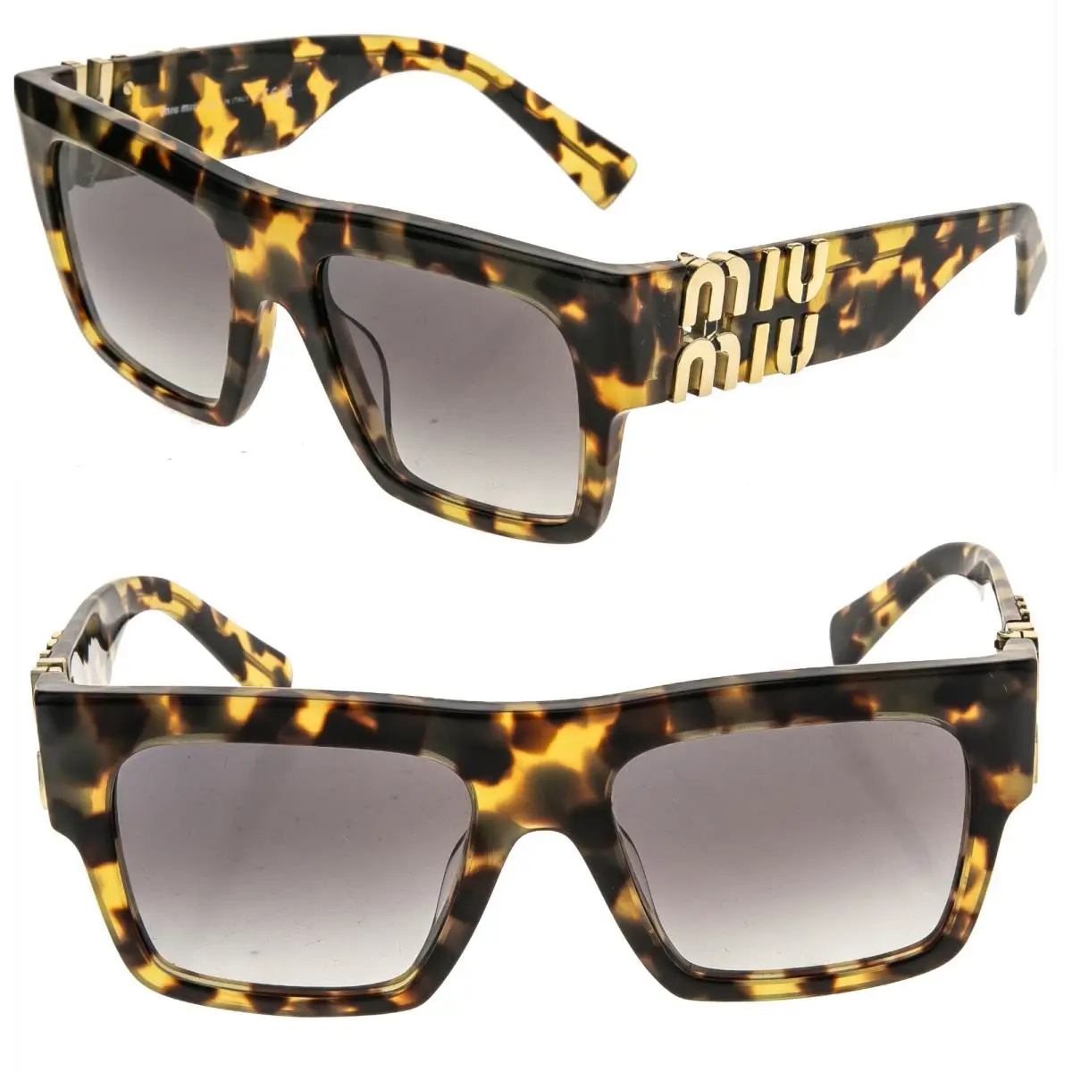 Miu Miu Logo MU10WS Brown Havana Geometric Luxury Fashion Bold Sunglasses 10W