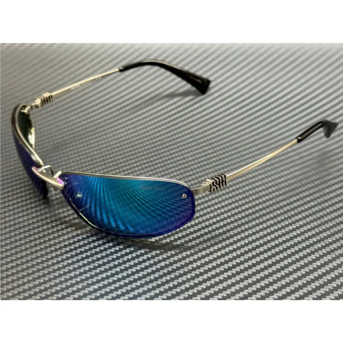 Miu Miu MU A50S 1BC10K Silver Blue Mirror Women`s 69 mm Sunglasses