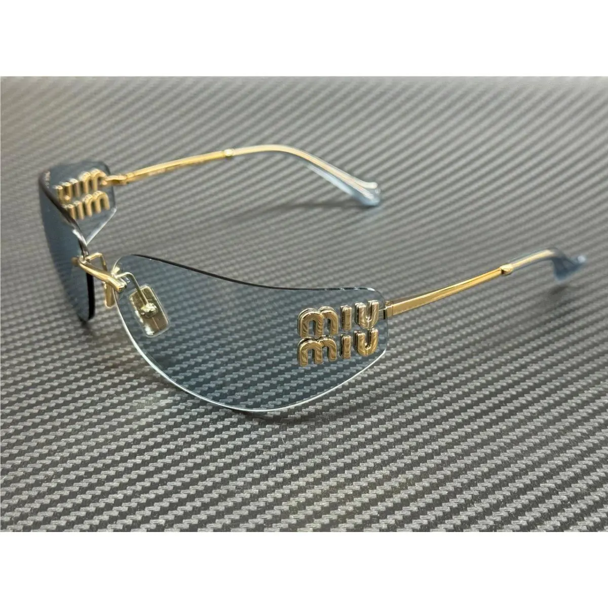 Miu Miu MU A51S ZVN10P Gold Blue Women`s 75 mm Sunglasses