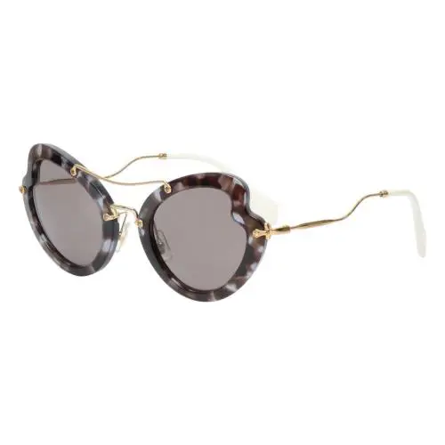 Miu MU 11RS-UAH-6X1 Ladies Cateye Sunglasses in Brown Gold White/smoke Grey 52mm