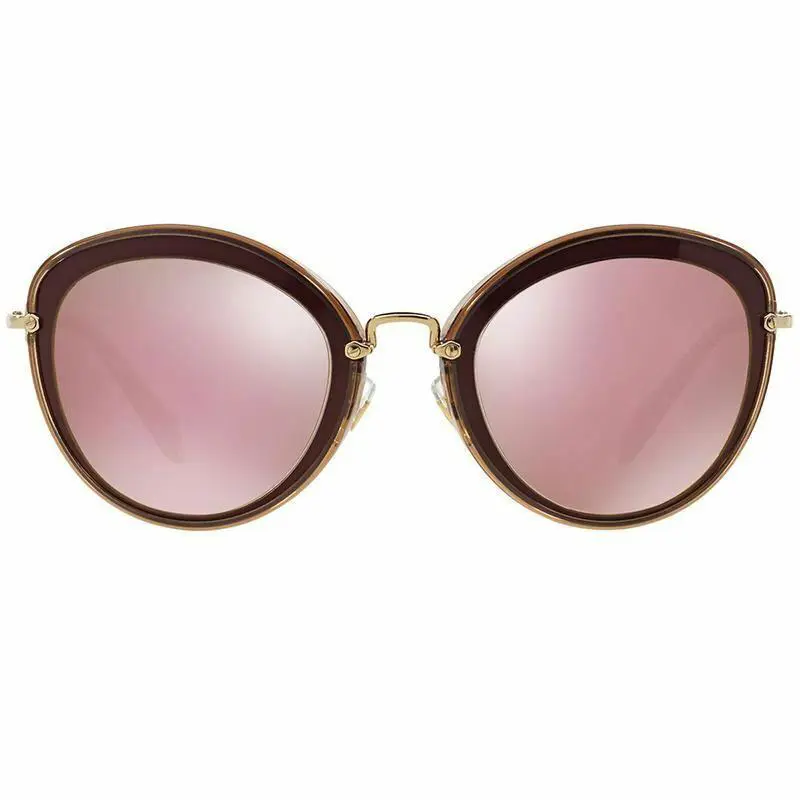 Miu Miu Bordeaux/brown W/pink Mirrored Lens Women Sunglasses MU50RS-TKW4M2-54