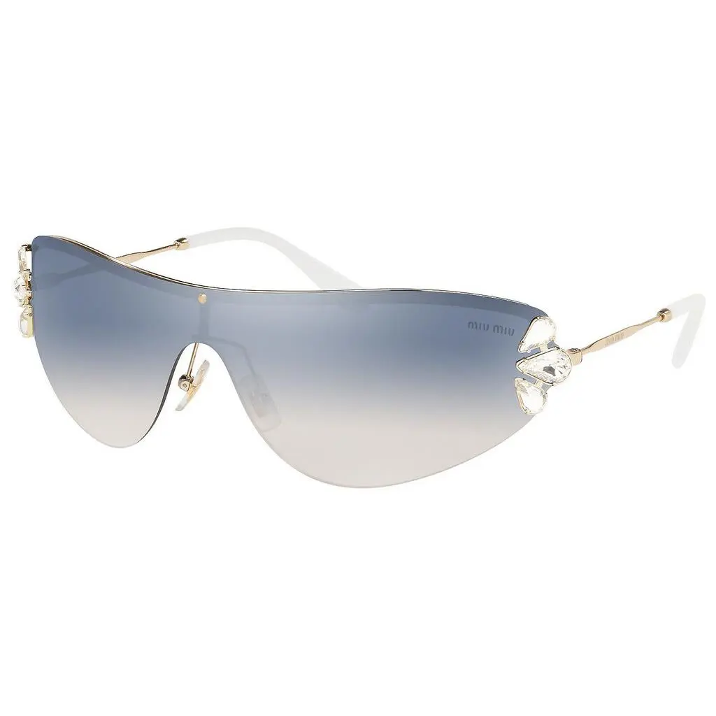 66US ZVN5RO Pale Gold Light Blue Mirror Silver Crystals Sunglasses by Miu Miu