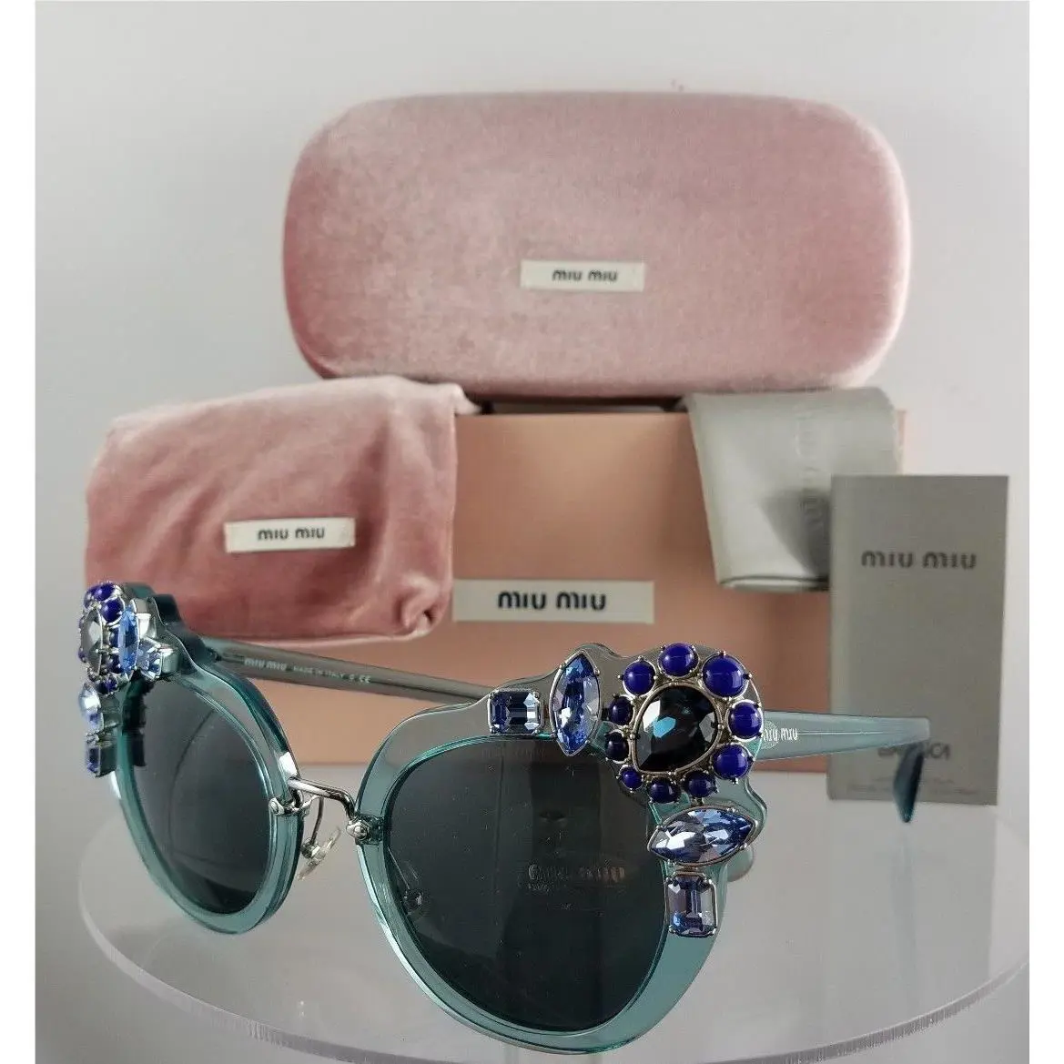 Miu Miu Smu 04S VAA-1A1 Sunglasses Transparent Green Azure