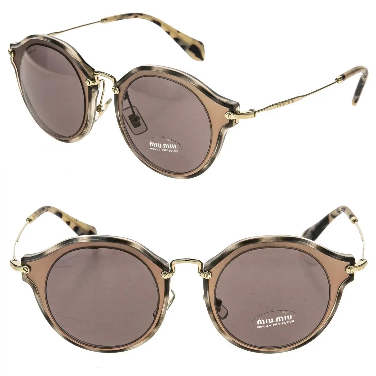 Miu Miu MU51SS Noir 51S Sand Havana Rose Gold Sunglasses Cat Eye Women Butterfly