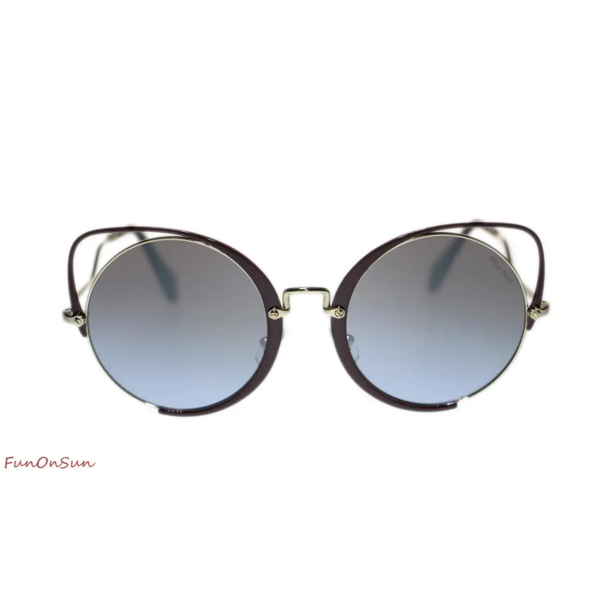 Miu Miu Irregular MU51TS R1J2H2 Pale Gold Brown Violet Brown Mirror Silver 54mm