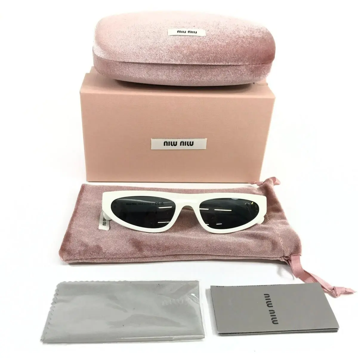 Sunglasses SMU07Z 142-5S0 White Ivory Gold Frames with Dark Grey Lenses by Miu Miu