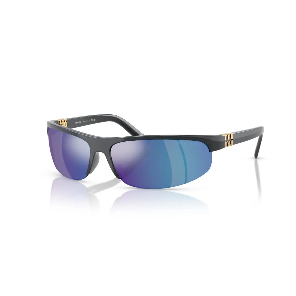 Miu Miu MU A02S Avio Metal/light Green Mirror Blue 19Y10K Sunglasses