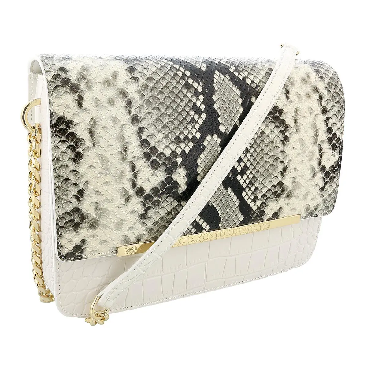 Roberto Cavalli Class White Large Milano Shoulder Bag