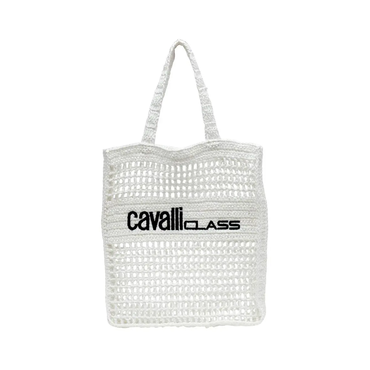 Cavalli Class Portofino White Large Crochet Beach Shopper Bag by Roberto Cavalli