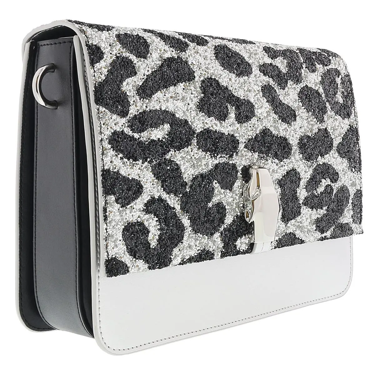 Class Roberto Cavalli Milano Rmx 00 Silver/black Large Shoulder Bag