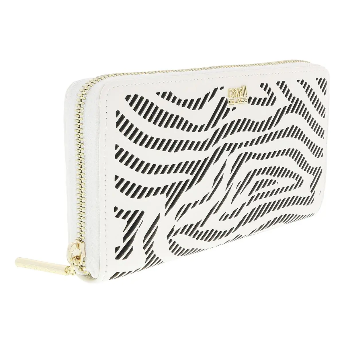 Roberto Cavalli GQLPA3 B20 White/black Audrey Long Size Wallet W/zipper