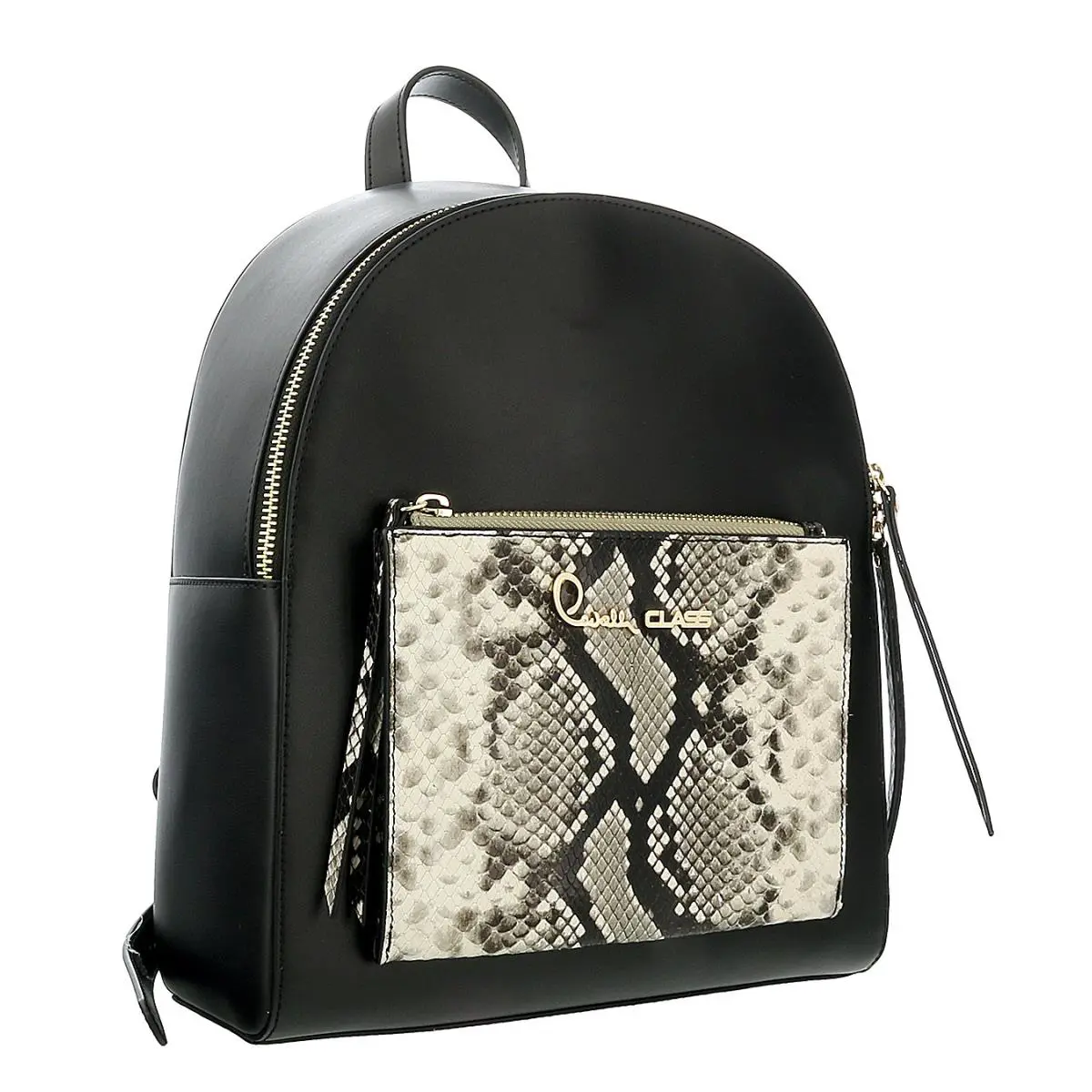 Class Black Medium Structured Susan Backpack by Roberto Cavalli