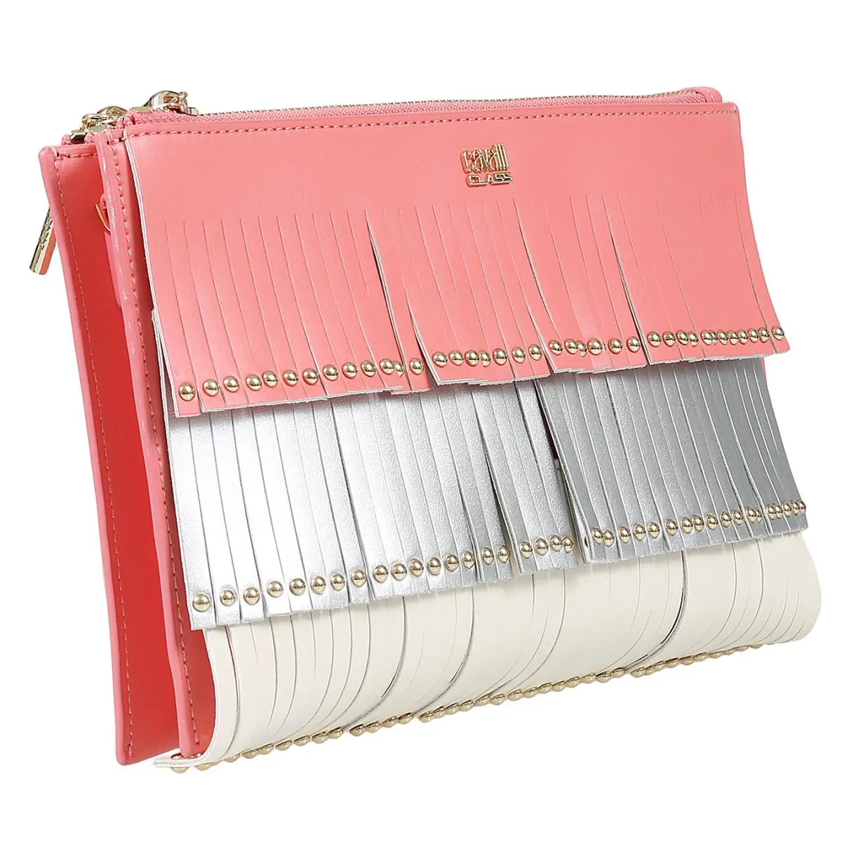 Class GWLPD0 T30 Aloha 001 Peach/silver Clutch by Roberto Cavalli
