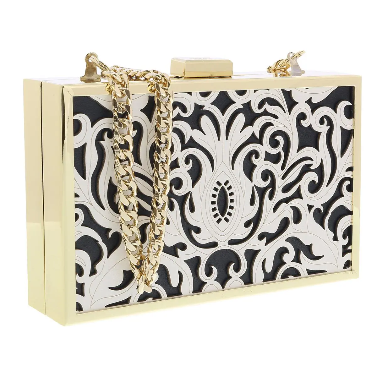 HXLPD1 B01 Black/white Box Clutch by Roberto Cavalli