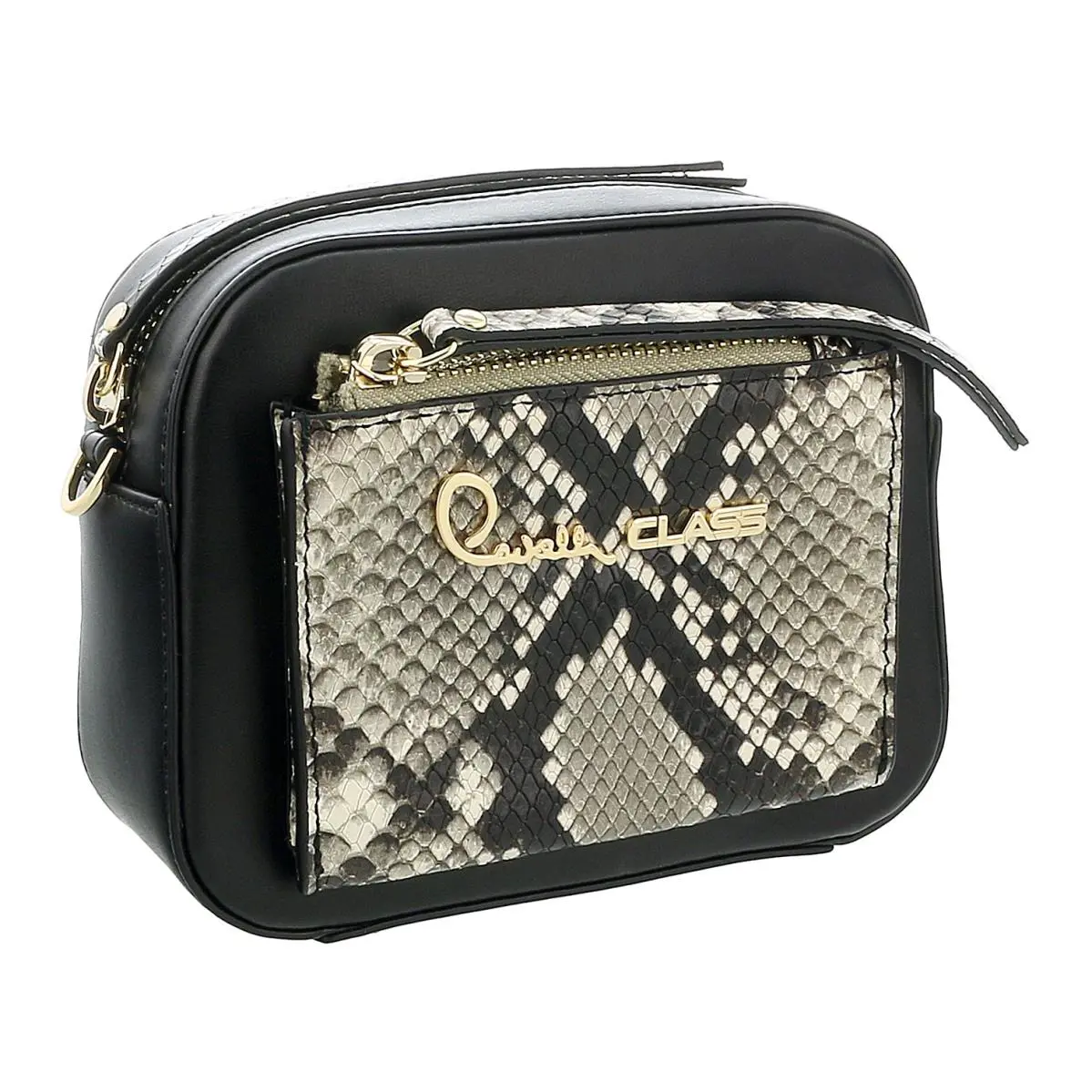 Class Black Snakeskin Textured Susan Small Belt Bag / Shoulder by Roberto Cavalli