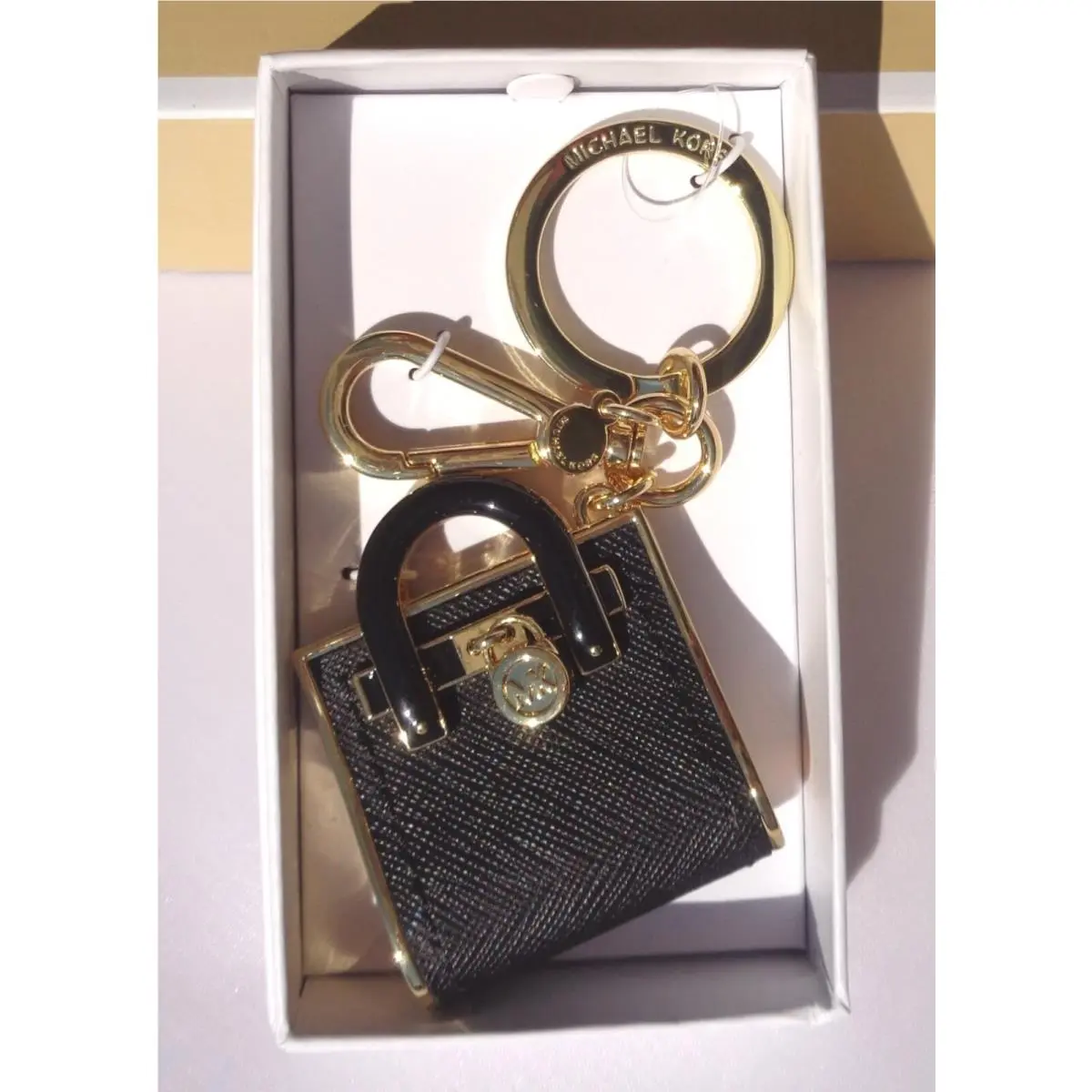 Micro Bag Charm/ Key Chain Hamilton Bag Black by Michael Kors
