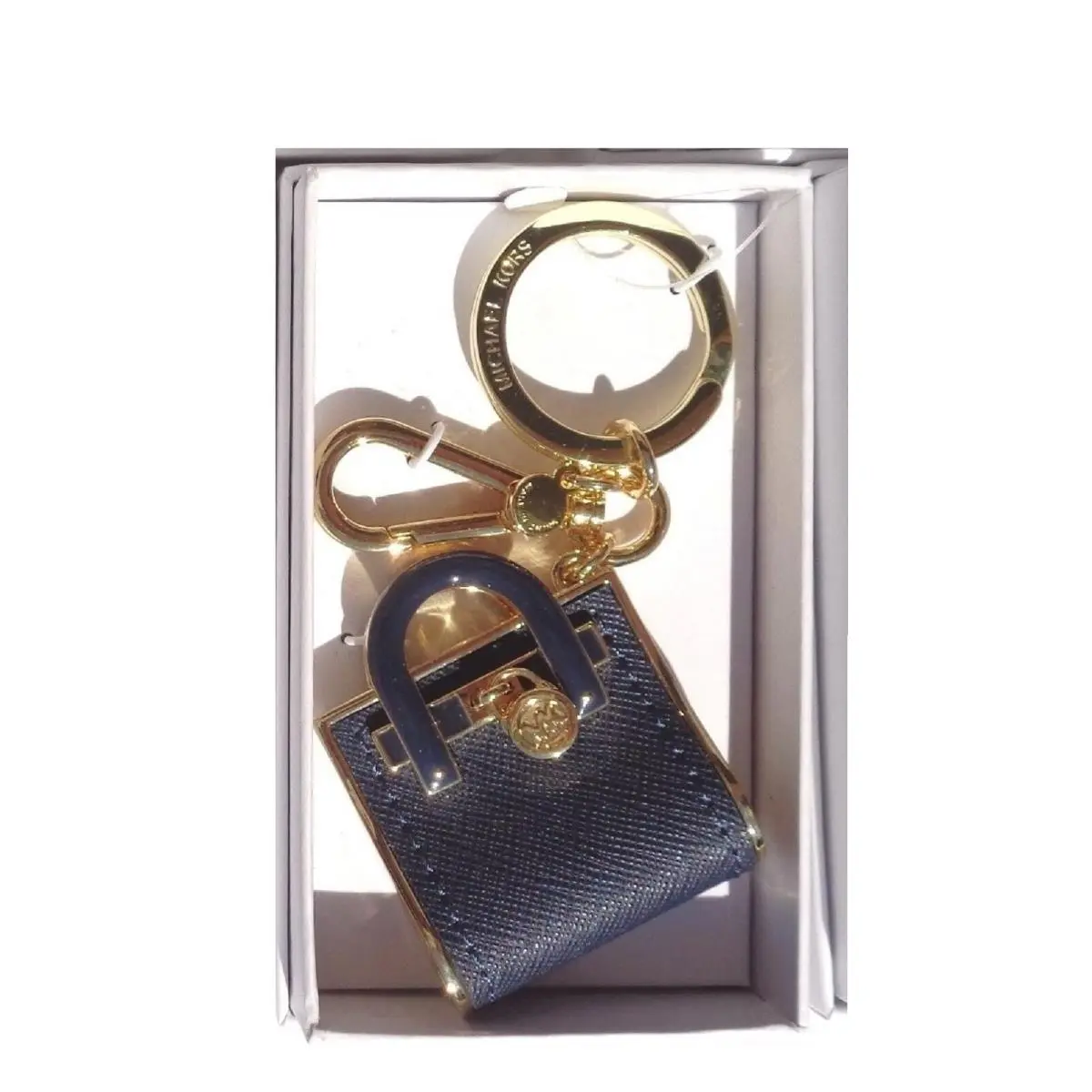 Micro Bag Charm/ Key Chain Hamilton Bag Navy by Michael Kors