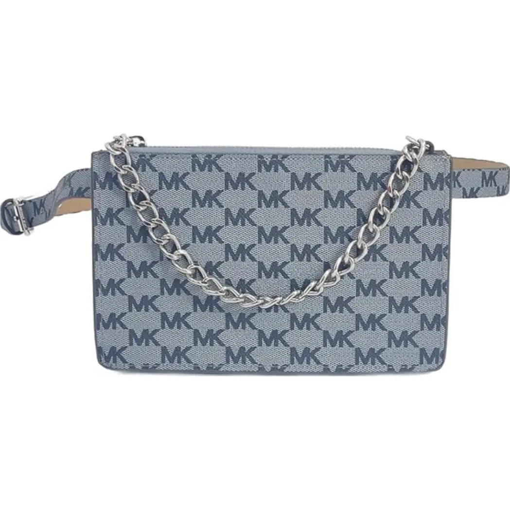 Belt Bag  MK Logo Purse Brown Blue Black White Chain Fanny Pack Blue by Michael Kors