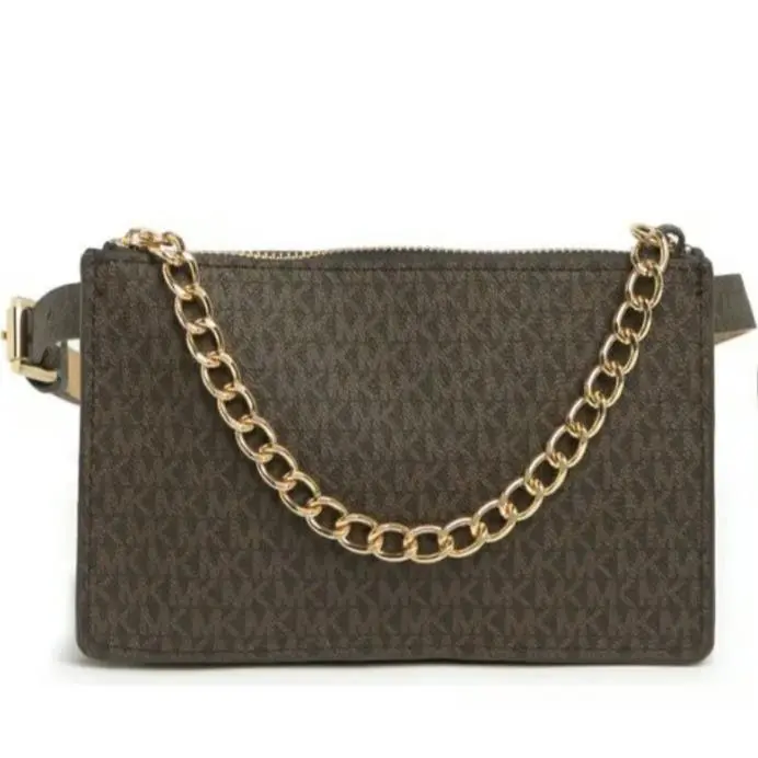 Belt Bag  MK Logo Purse Brown Blue Black White Chain Fanny Pack Chocolate brown by Michael Kors