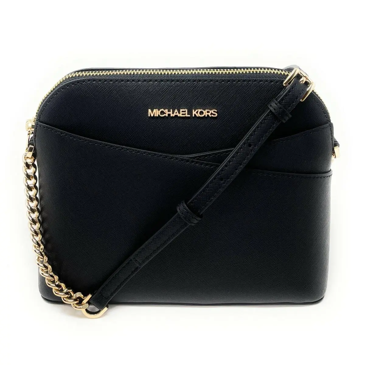 Jet Set Travel Medium X Dome Crossbody Signature MK Bag Black/Gold Tone by Michael Kors