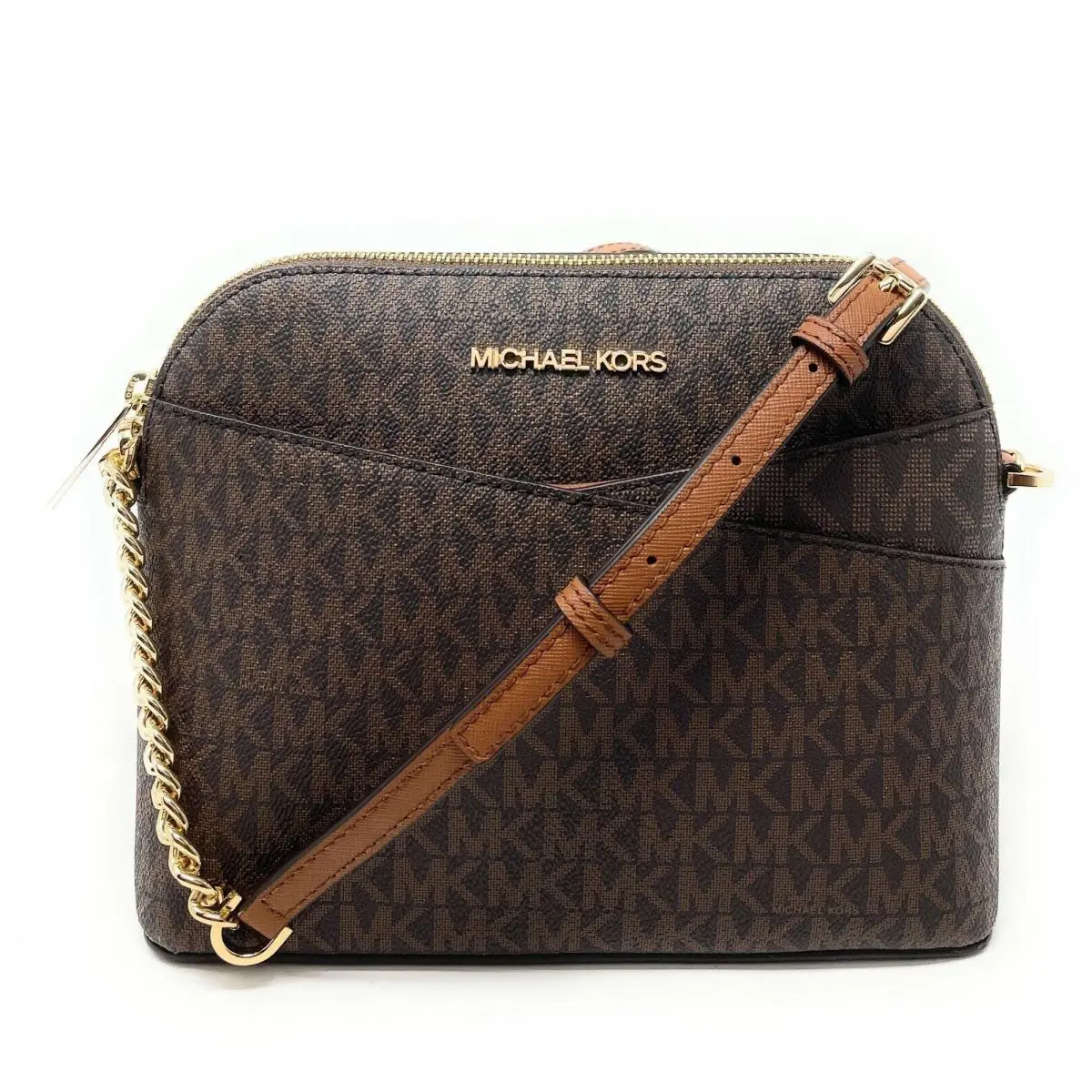 Jet Set Travel Medium X Dome Crossbody Signature MK Bag Brown Signature/Gold Tone by Michael Kors
