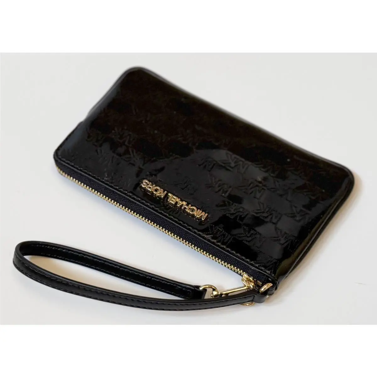Jet Set Travel Large Top Zip Wristlet MK BLACK PATENT by Michael Kors