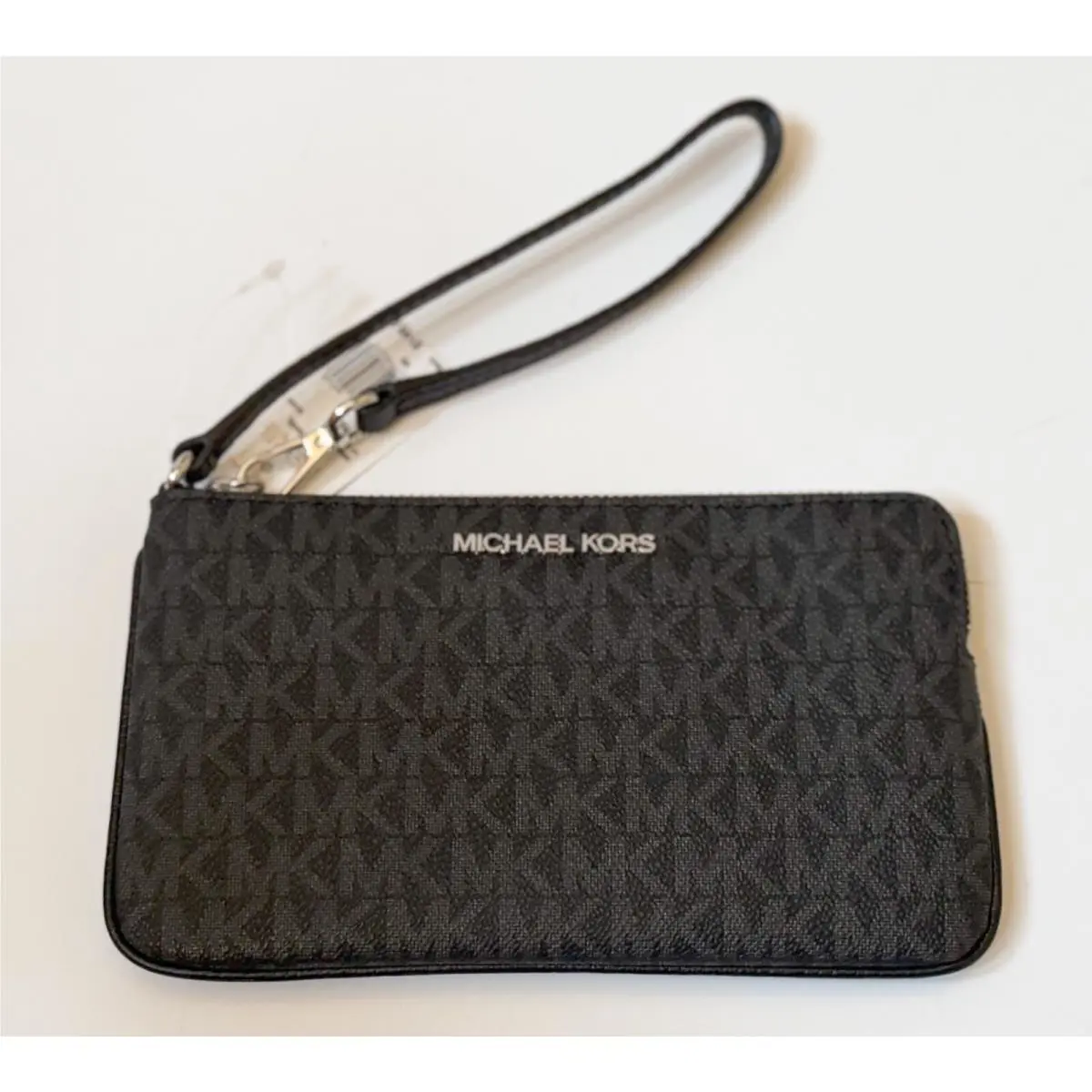 Jet Set Travel Large Top Zip Wristlet MK Black/Silver Toned Hardware by Michael Kors
