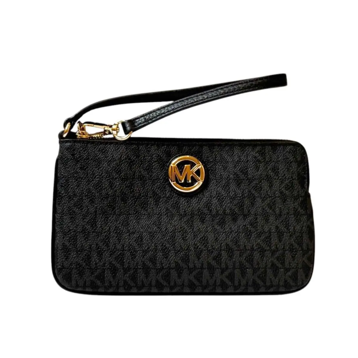 Jet Set Travel Large Top Zip Wristlet Fulton MK Black/Gold Toned Hardware by Michael Kors