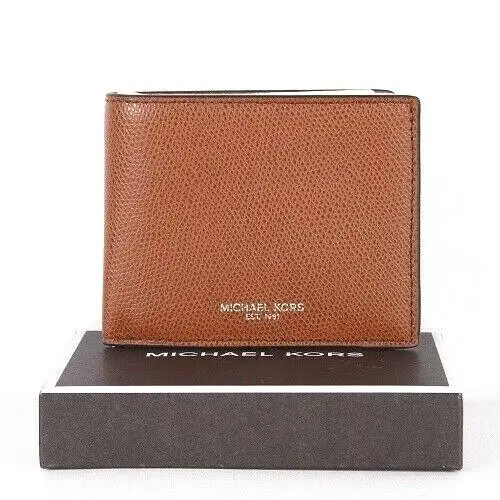 Mens Warren Slim Billfold Wallet Leather with Gift Box Navy Luggage Luggage by Michael Kors