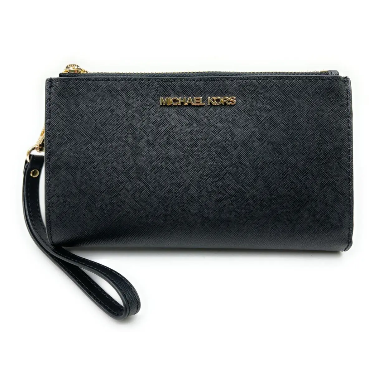 MK Jet Set Travel Double Zip Phone Wristlet Wallet Black by Michael Kors