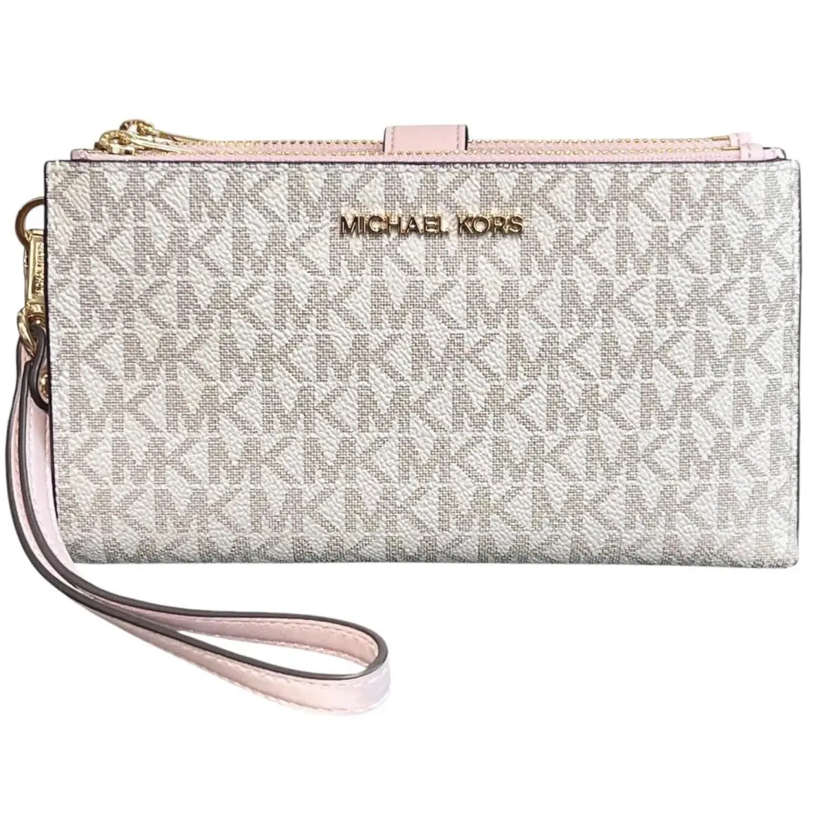 MK Jet Set Travel Double Zip Phone Wristlet Wallet Powder Blush by Michael Kors