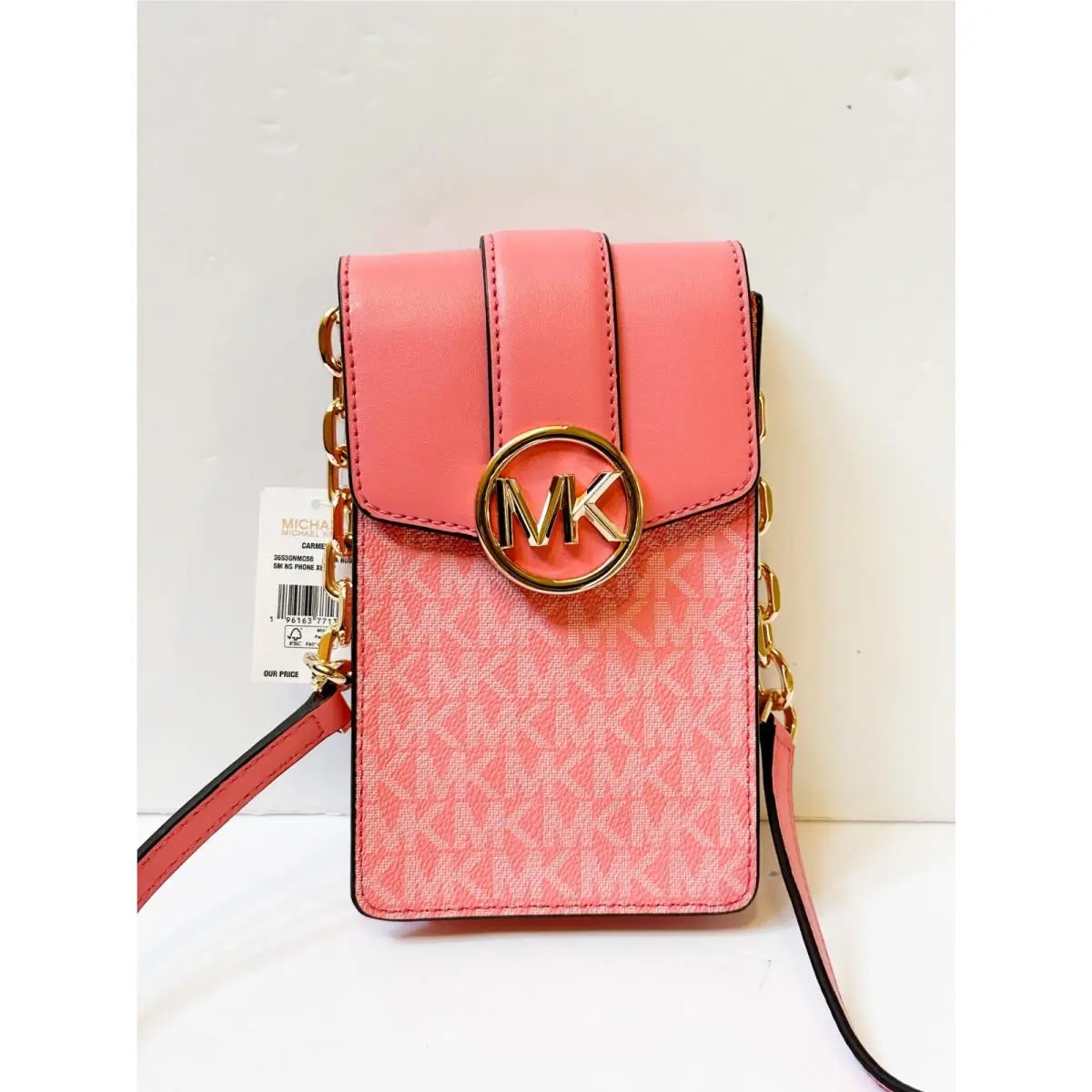 Carmen Small North South Phone Crossbody Shoulder Chain Bag Purse MK Tea Rose by Michael Kors