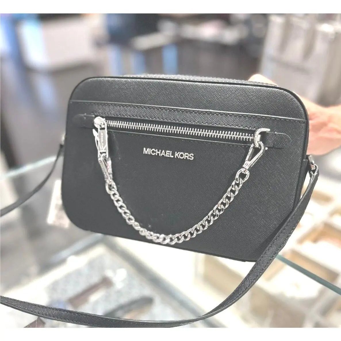 Leather or Pvc Crossbody Bag Handbag Messenger Shoulder Purse Bag BLACK by Michael Kors