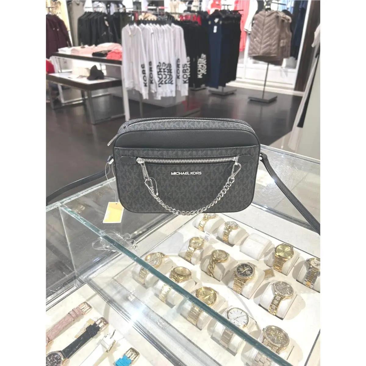Leather or Pvc Crossbody Bag Handbag Messenger Shoulder Purse Bag MK Black by Michael Kors
