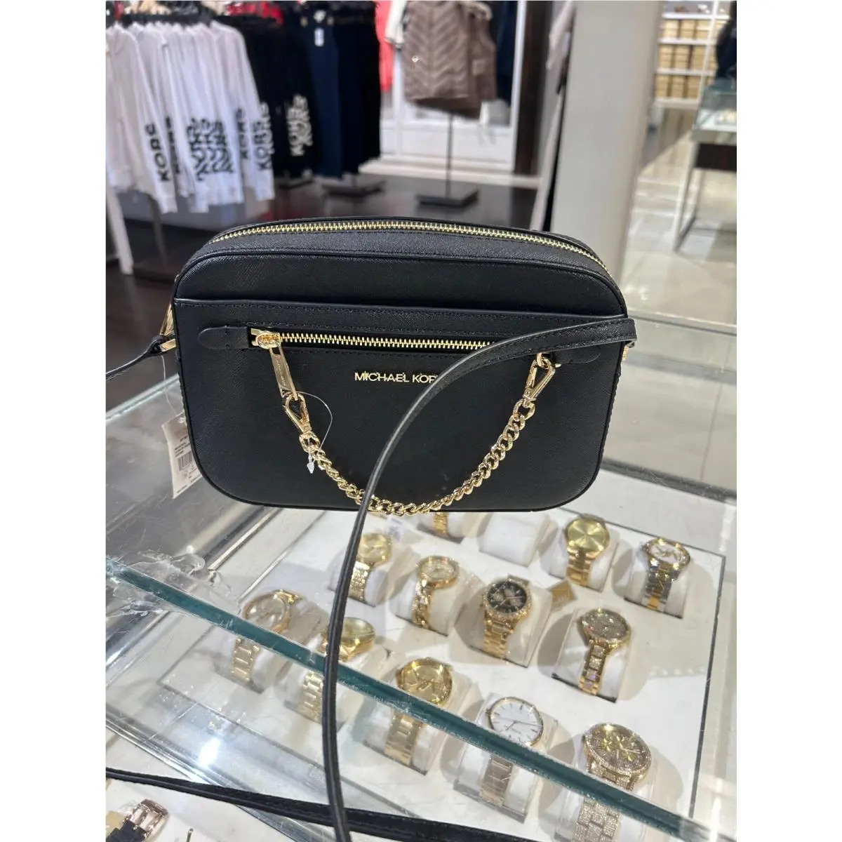 Leather or Pvc Crossbody Bag Handbag Messenger Shoulder Purse Bag Plain Black by Michael Kors