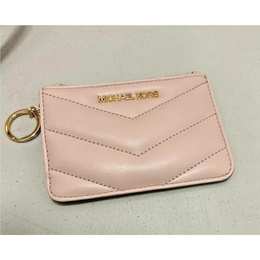 Michael Kors Lady Women Small Top Zip Coin Pouch ID Card Holder Keychain Wallet