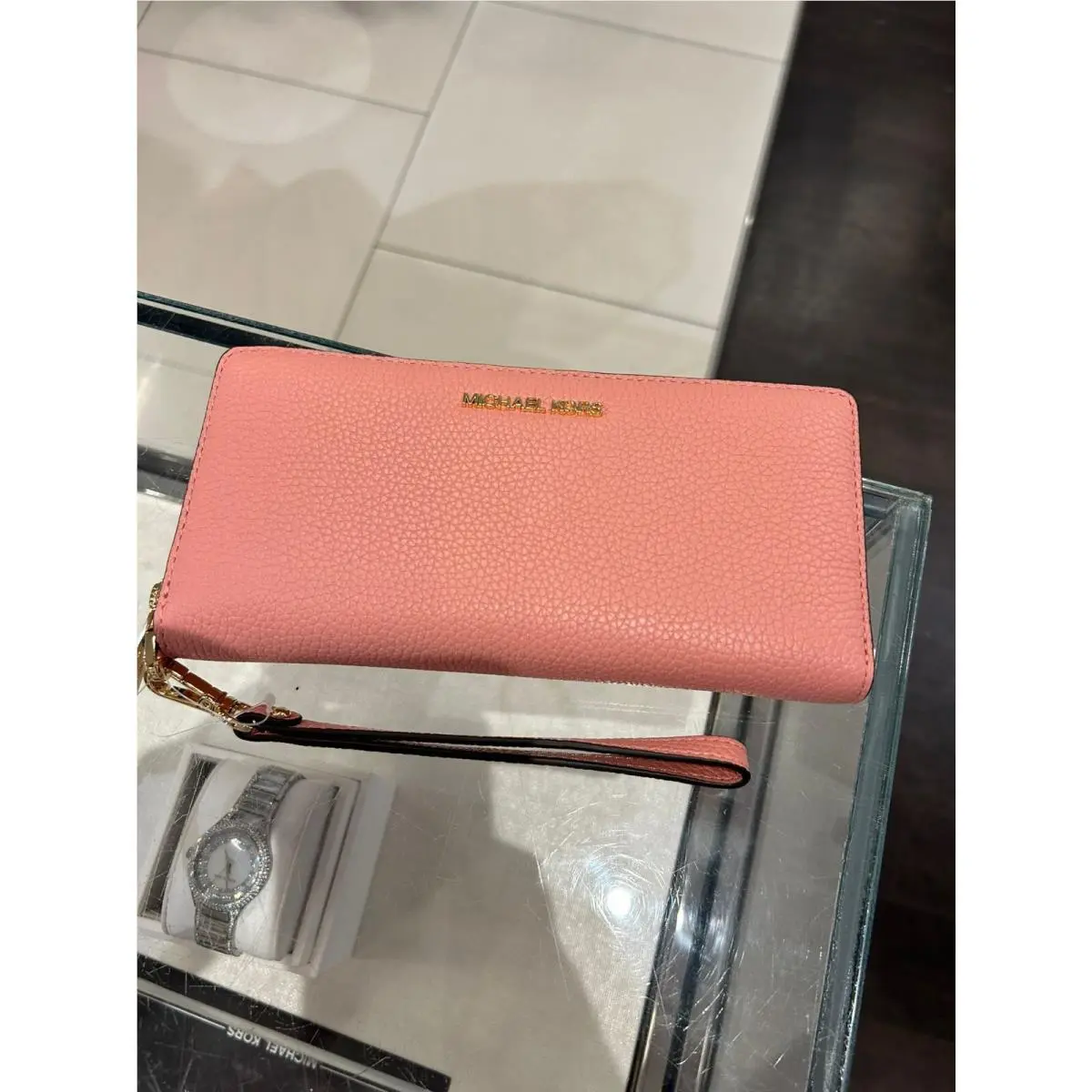 Long Zip Around Wallet Wristlet Leather or Pvc Clutch Phone Holder PRIMROSE PINK by Michael Kors