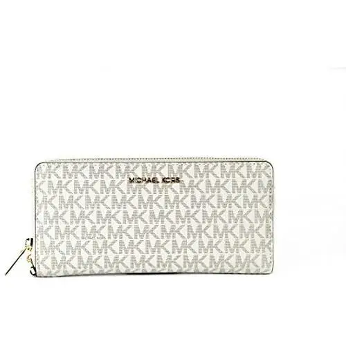 Long Zip Around Wallet Wristlet Leather or Pvc Clutch Phone Holder Vanilla MK signature by Michael Kors