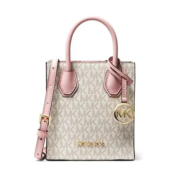 Mercer XS Shopper Leather Crossbody Bag Vanilla Powder Blush/Gold Tone by Michael Kors