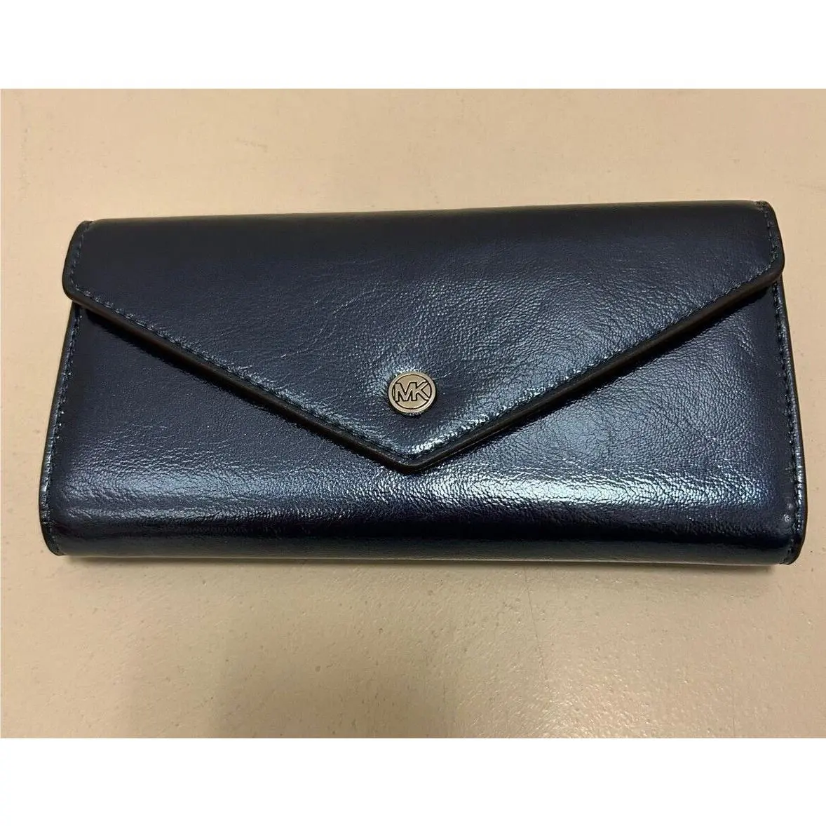 Jet Set Travel Large Logo Envelope Continental Wallet Leather Teal Coated Canvas by Michael Kors