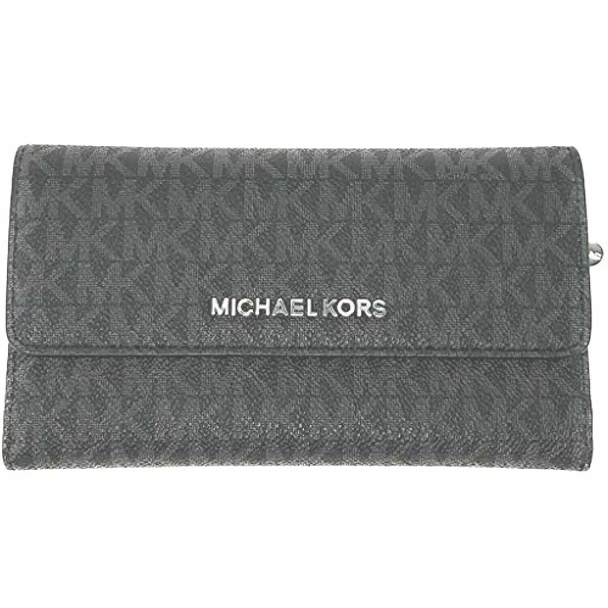 Women Lady Pvc or Leather Trifold Clutch Credit Card Holder Wallet Black MK Signature by Michael Kors